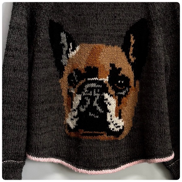 NWT Anthropologie Pilcro Jesse Dog Icon French Bulldog Icon Cardigan , M Petite - Picture 6 of 10